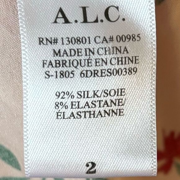 A.L.C. Ruthie Silk Mini Cream Pink Dress Floral Stretch Size 2 - Picture 15 of 15